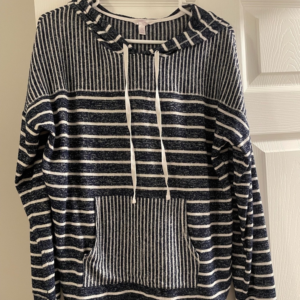 Womens large 12-14 Long sleeve striped thin hoodie